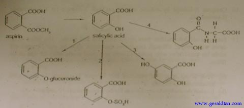 Structural diagram for aspirin breakdown
